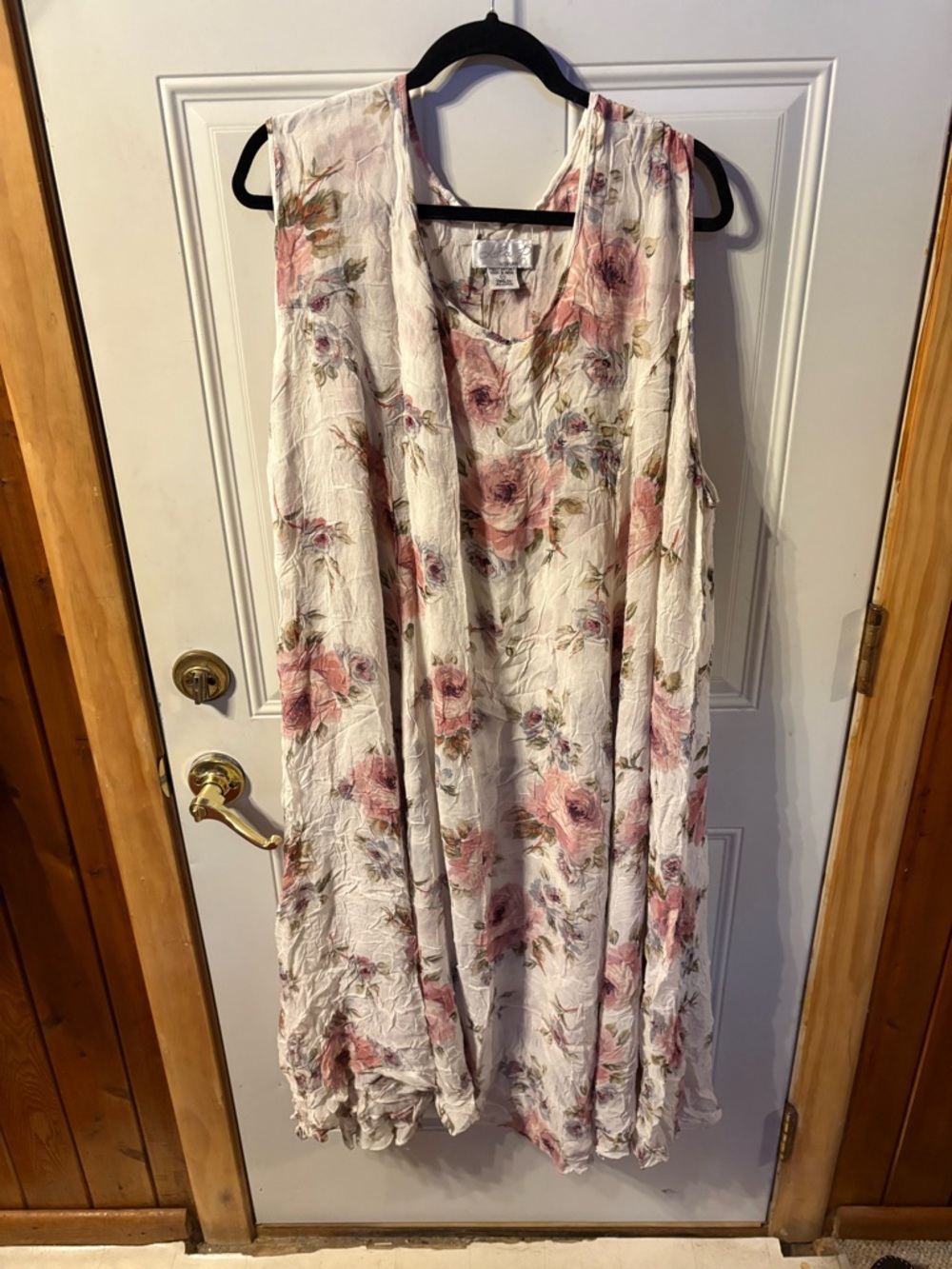 Lola P Woman Oversized 1X Floral Maxi Dress Boho Duster Sleeveless Lightweight